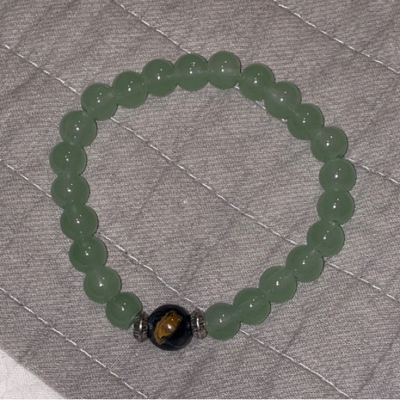 Colorful Glass Light Green with Brown Beaded Bracelet - Picture 3 of 3